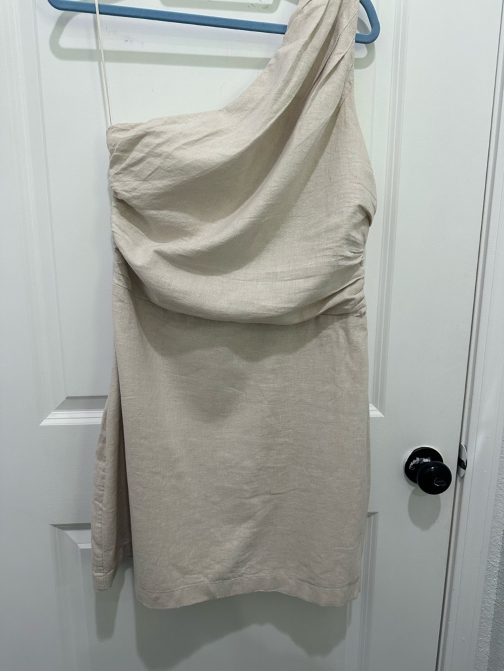 Abercrombie & Fitch One-Shoulder Sand Beige Dress Linen/Cotton blend